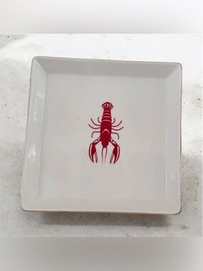 Mark & Graham Lobster Trinket Tray Catchall Dish – White Porcelain with Gold Rim